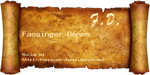 Fassinger Dénes névjegykártya